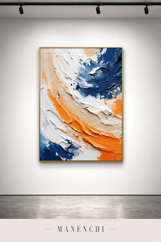 Textural Tidal Wave abstract painting displayed in a gallery setting