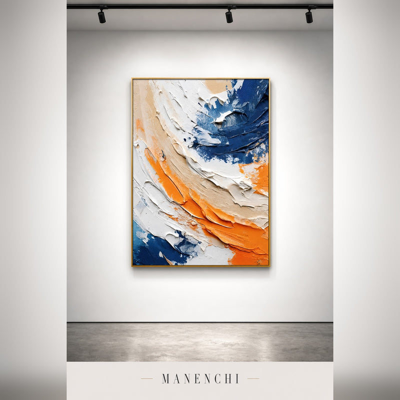 Textural Tidal Wave abstract painting displayed in a gallery setting