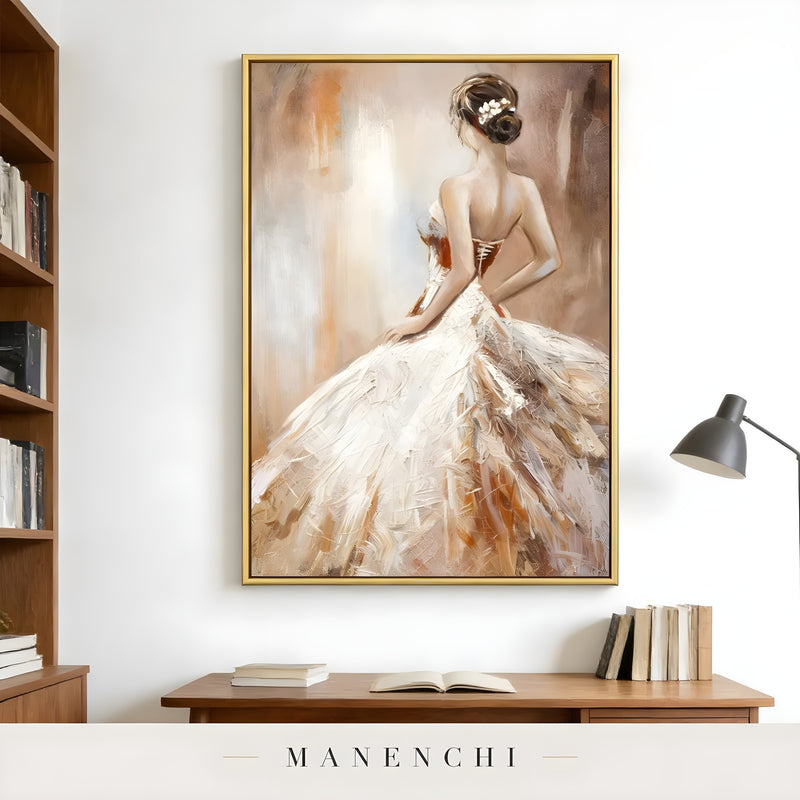 Timeless Bridal Reverie portrait displayed in home office decor style