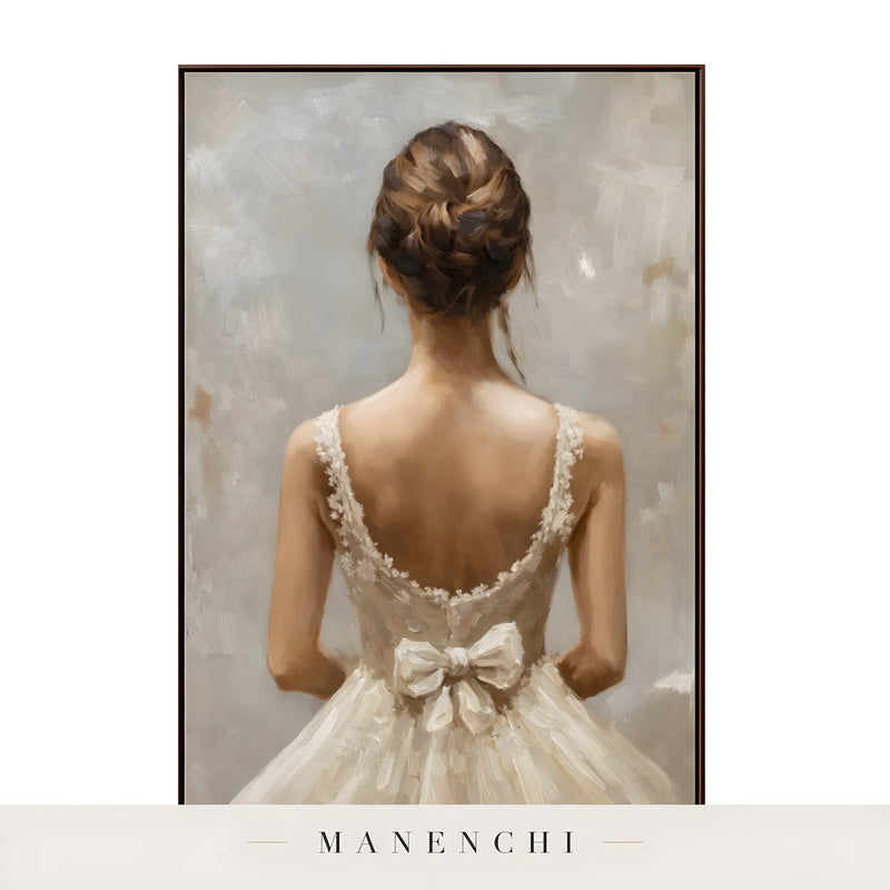 Close-up detail of the textured brushwork in Timeless Gown Reverie