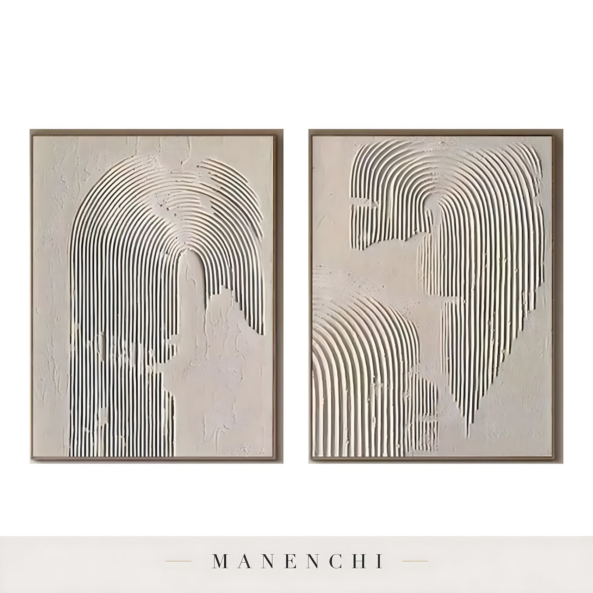 Tonal Relief Arch abstract painting displayed in plain white background