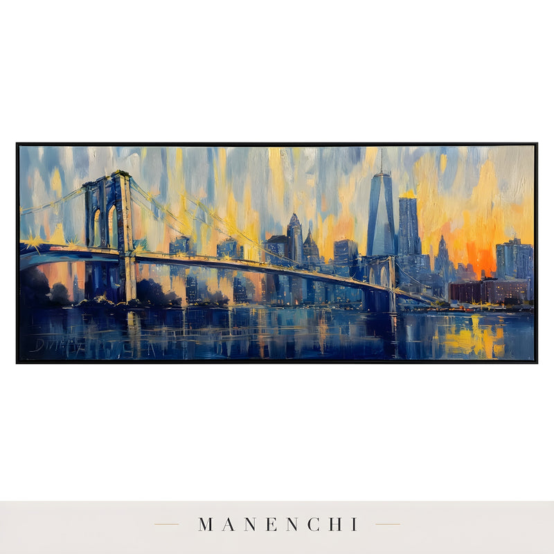 Twilight City Pulse - original hand-painted abstract painting by Manenchi