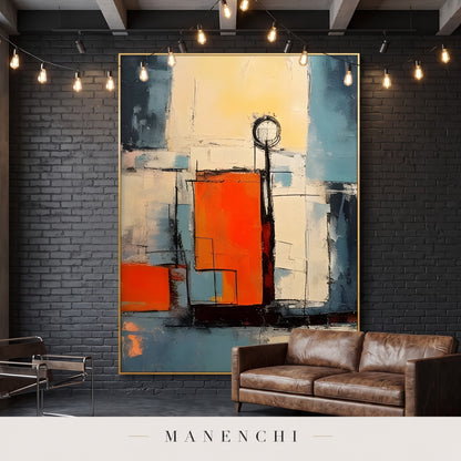 Urban Sunrise abstract painting displayed in a loft