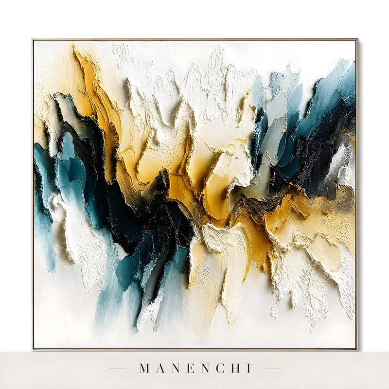 Velvet Ochre Tides - original hand-painted abstract painting by Manenchi
