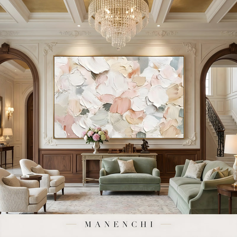 Velvet Petal Abstraction abstract painting displayed in living room display