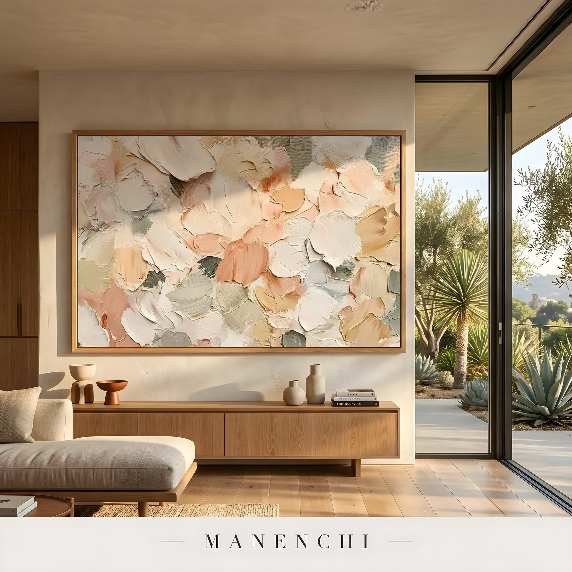 Velvet Petal Abstraction abstract painting displayed in modern living space view