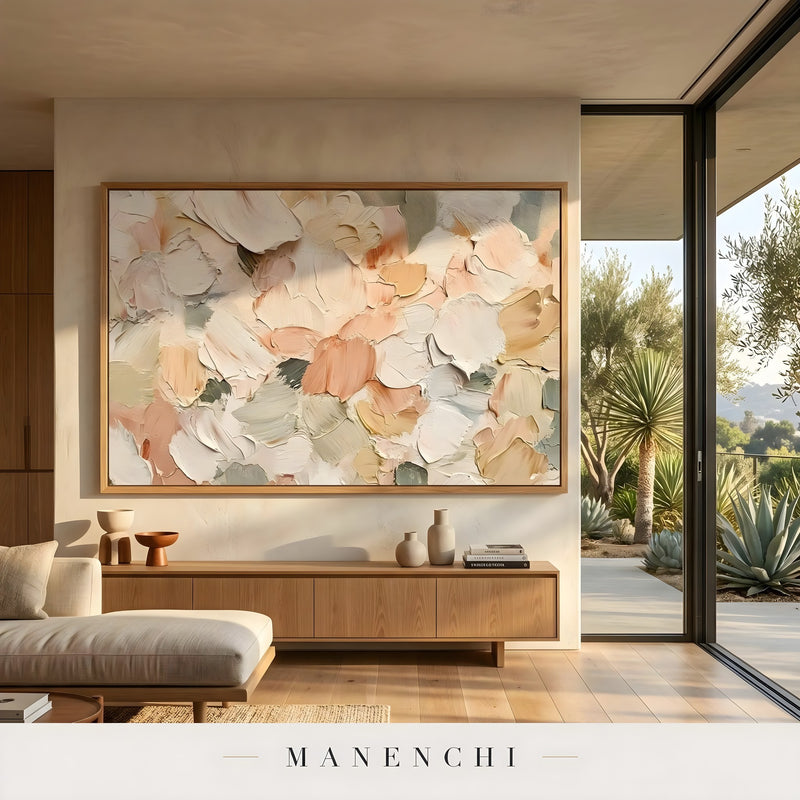 Velvet Petal Abstraction abstract painting displayed in modern living space view
