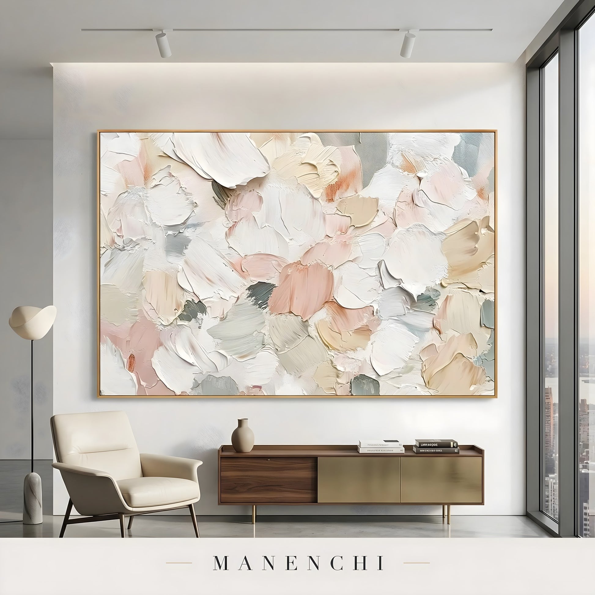 Velvet Petal Abstraction - original hand-painted abstract painting by Manenchi