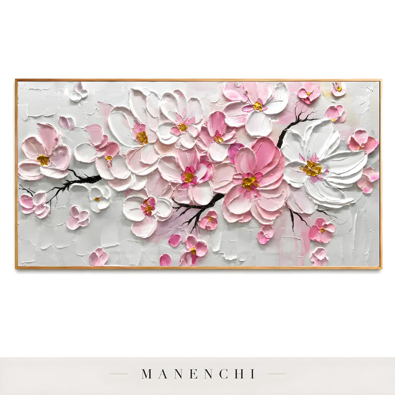 Velvet Petal Cascade - original hand-painted abstract painting by Manenchi