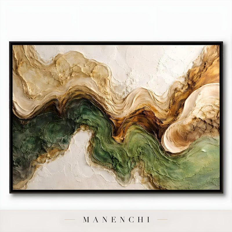 Verdant Alpine Strata - original hand-painted abstract painting by Manenchi