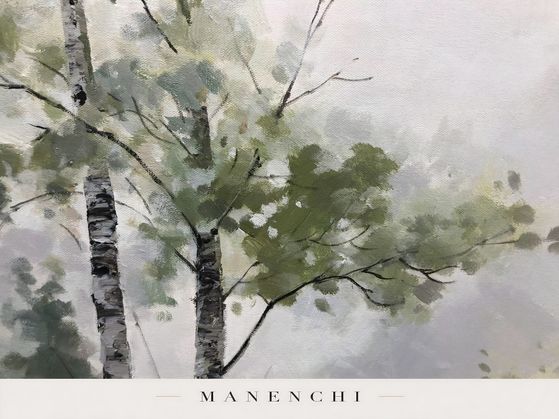 Close-up detail of the textured brushwork in Verdant Canopy Solstice