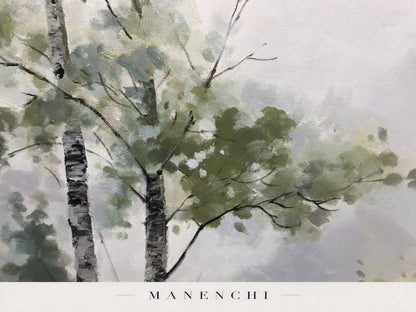 Close-up detail of the textured brushwork in Verdant Canopy Solstice