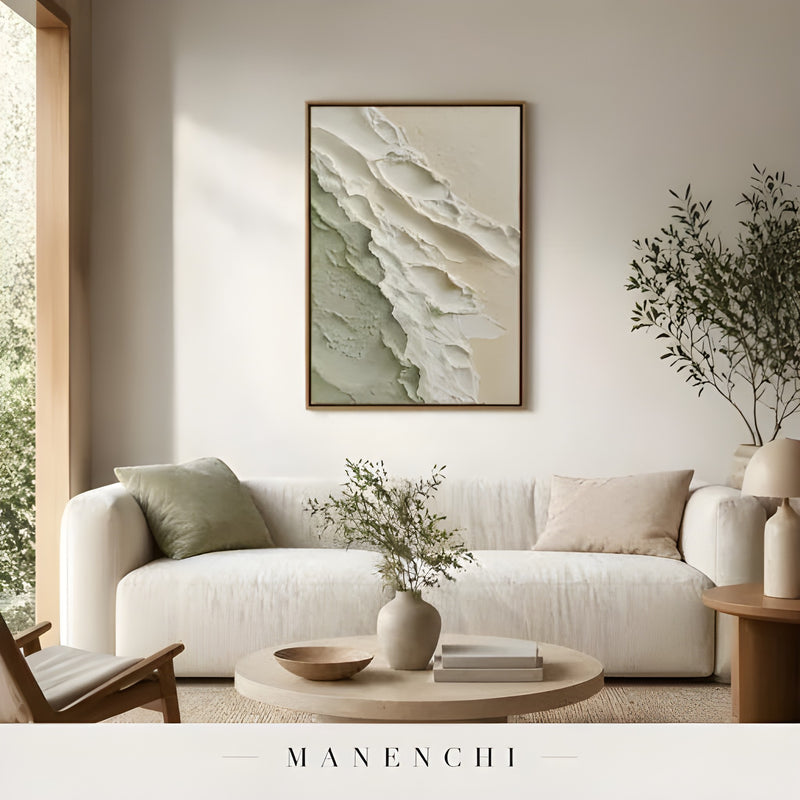 Verdant Dune Sculpt - original hand-painted abstract painting by Manenchi