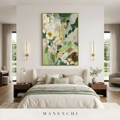 Verdant Flora Haven - original hand-painted abstract painting by Manenchi