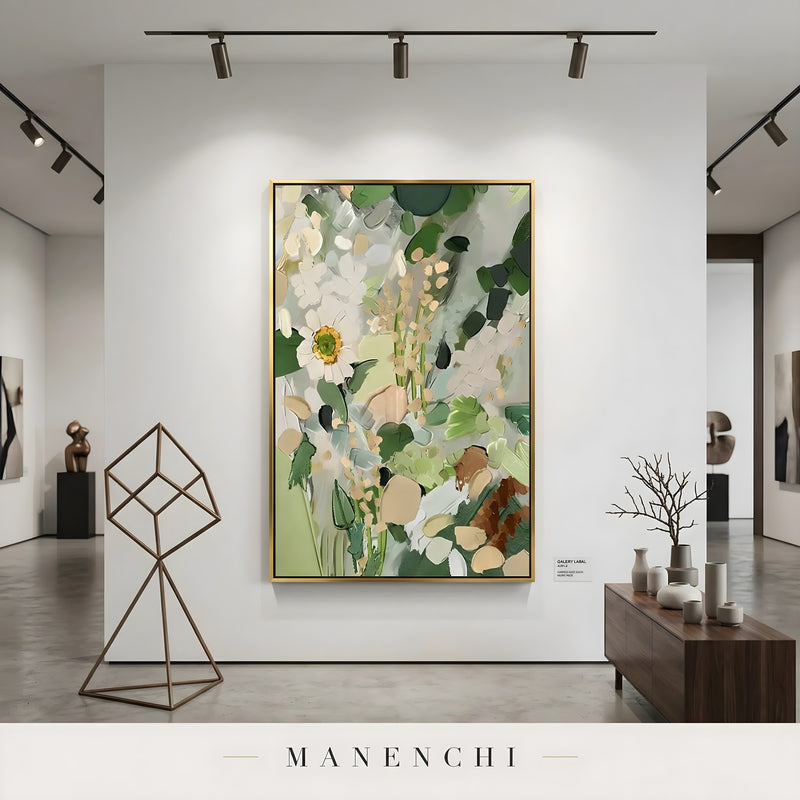Verdant Flora Impression abstract painting displayed in gallery display setting