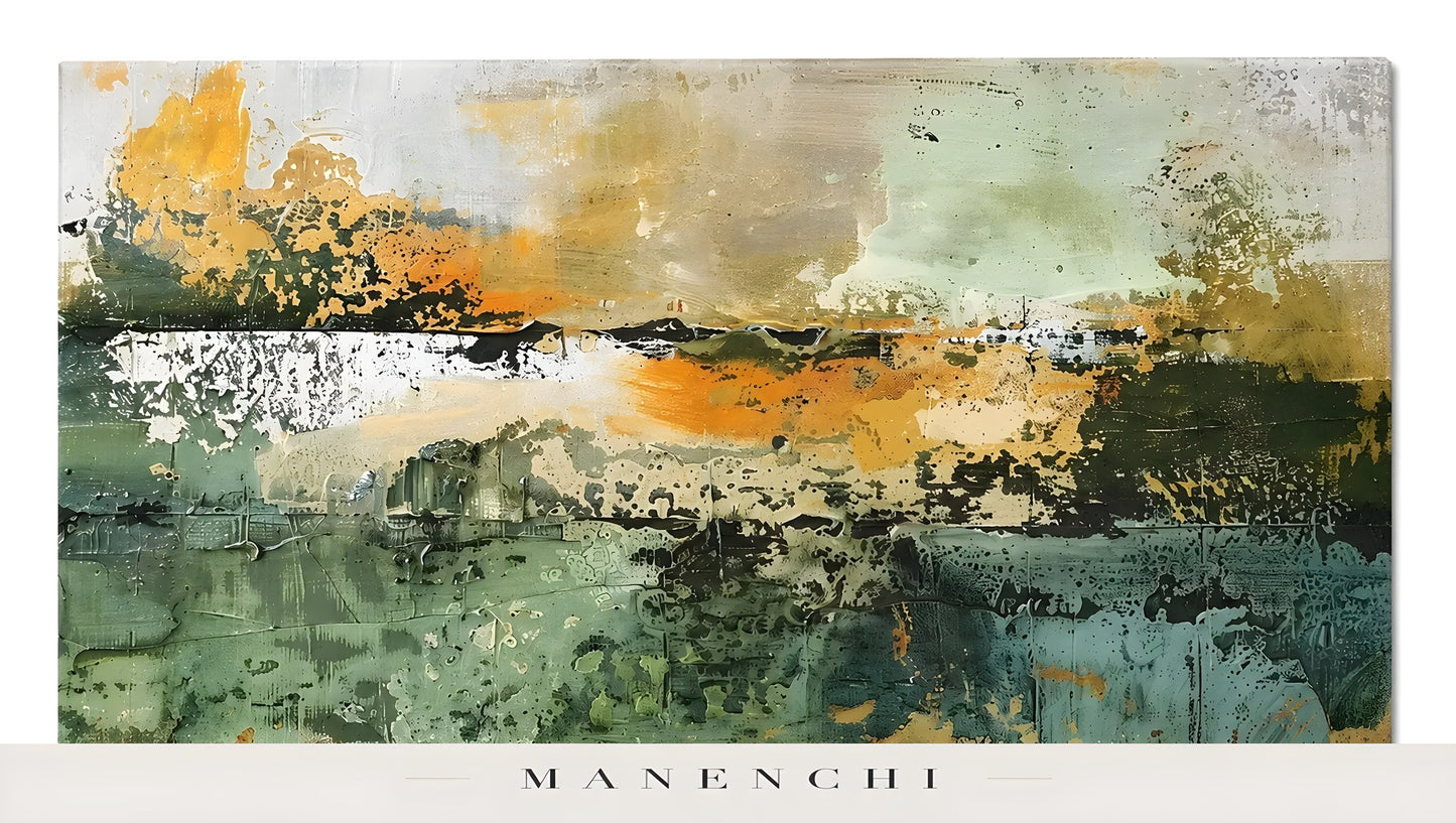 Verdant Harvest Horizon abstract painting displayed in original abstract canvas art