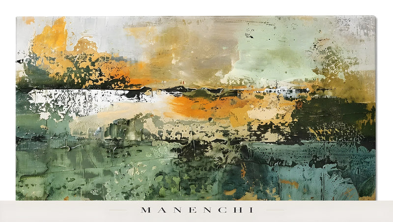 Verdant Harvest Horizon abstract painting displayed in original abstract canvas art