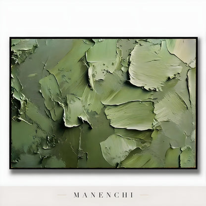 Verdant Impasto Haven - original hand-painted abstract painting by Manenchi