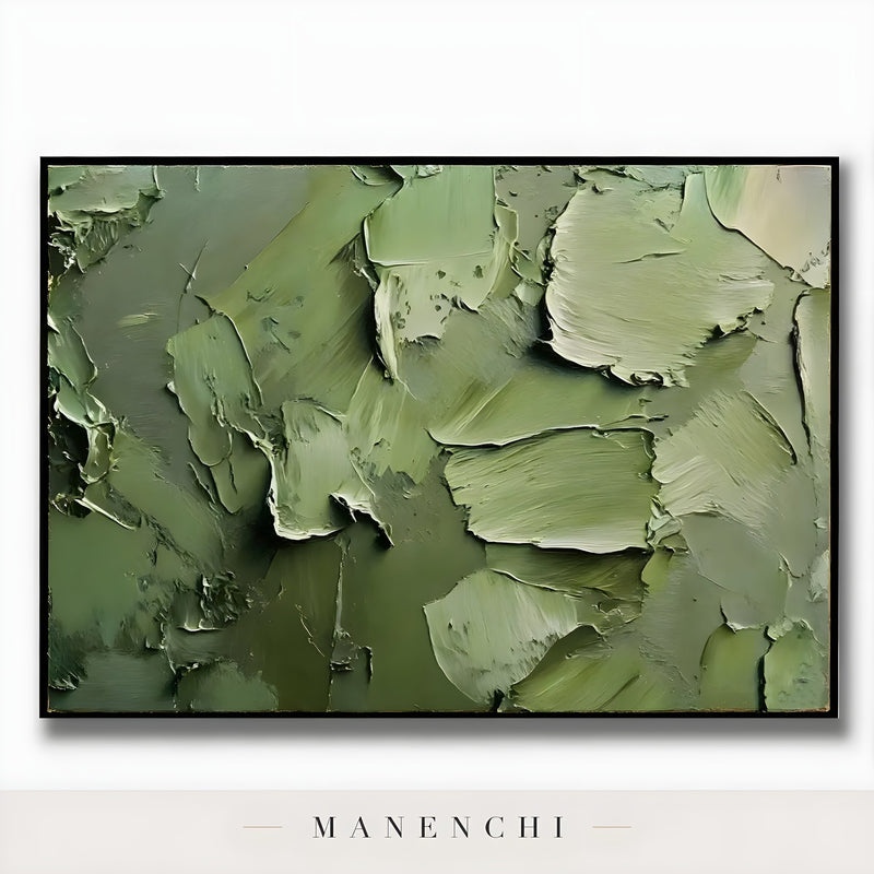 Verdant Impasto Haven - original hand-painted abstract painting by Manenchi