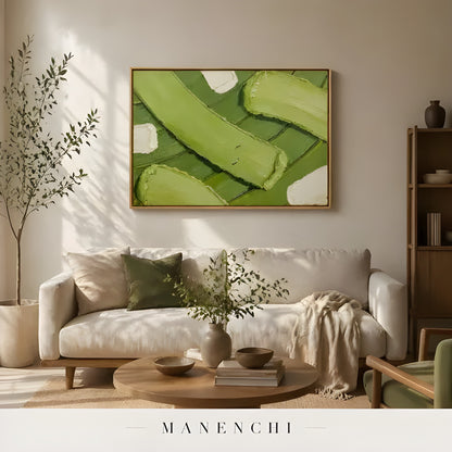 Verdant Leaf Abstraction - original hand-painted abstract painting by Manenchi