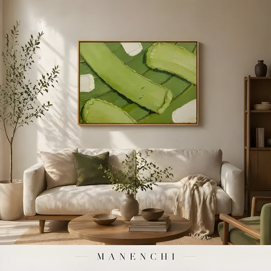 Verdant Leaf Abstraction - original hand-painted abstract painting by Manenchi