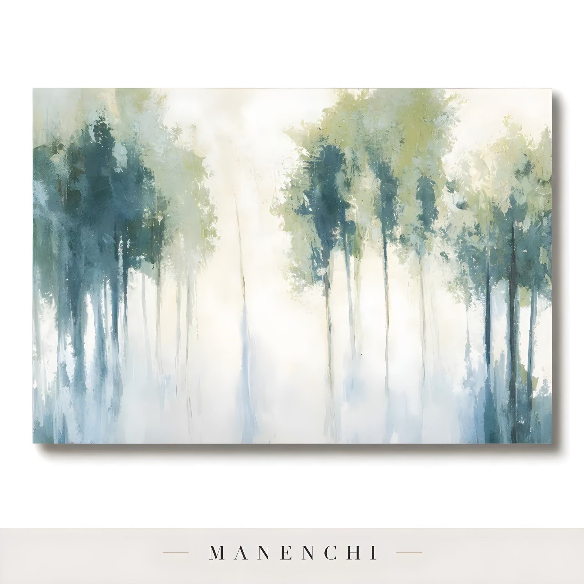 Verdant Mist Arboreal - original hand-painted abstract painting by Manenchi