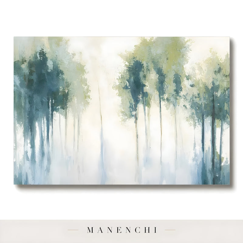 Verdant Mist Arboreal - original hand-painted abstract painting by Manenchi