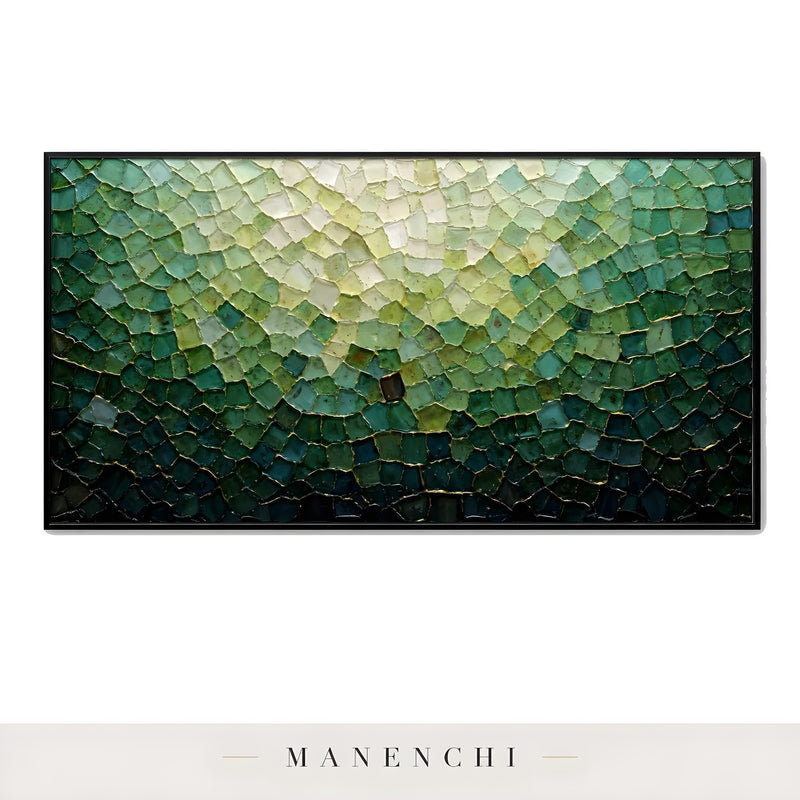 Verdant Mosaic Radiance - original hand-painted abstract painting by Manenchi