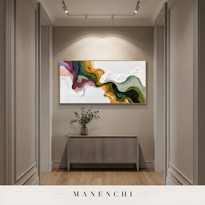 Verdant Ochre Flow - original hand-painted abstract painting by Manenchi