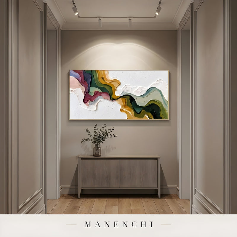 Verdant Ochre Flow - original hand-painted abstract painting by Manenchi