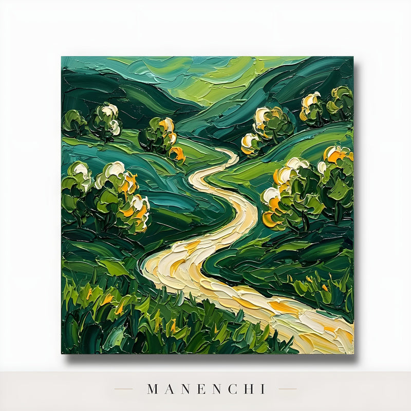 Verdant Pathway Passage - original hand-painted abstract painting by Manenchi