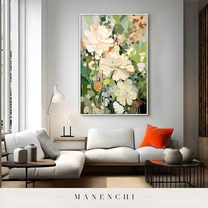 Verdant Petal Reverie - original hand-painted abstract painting by Manenchi