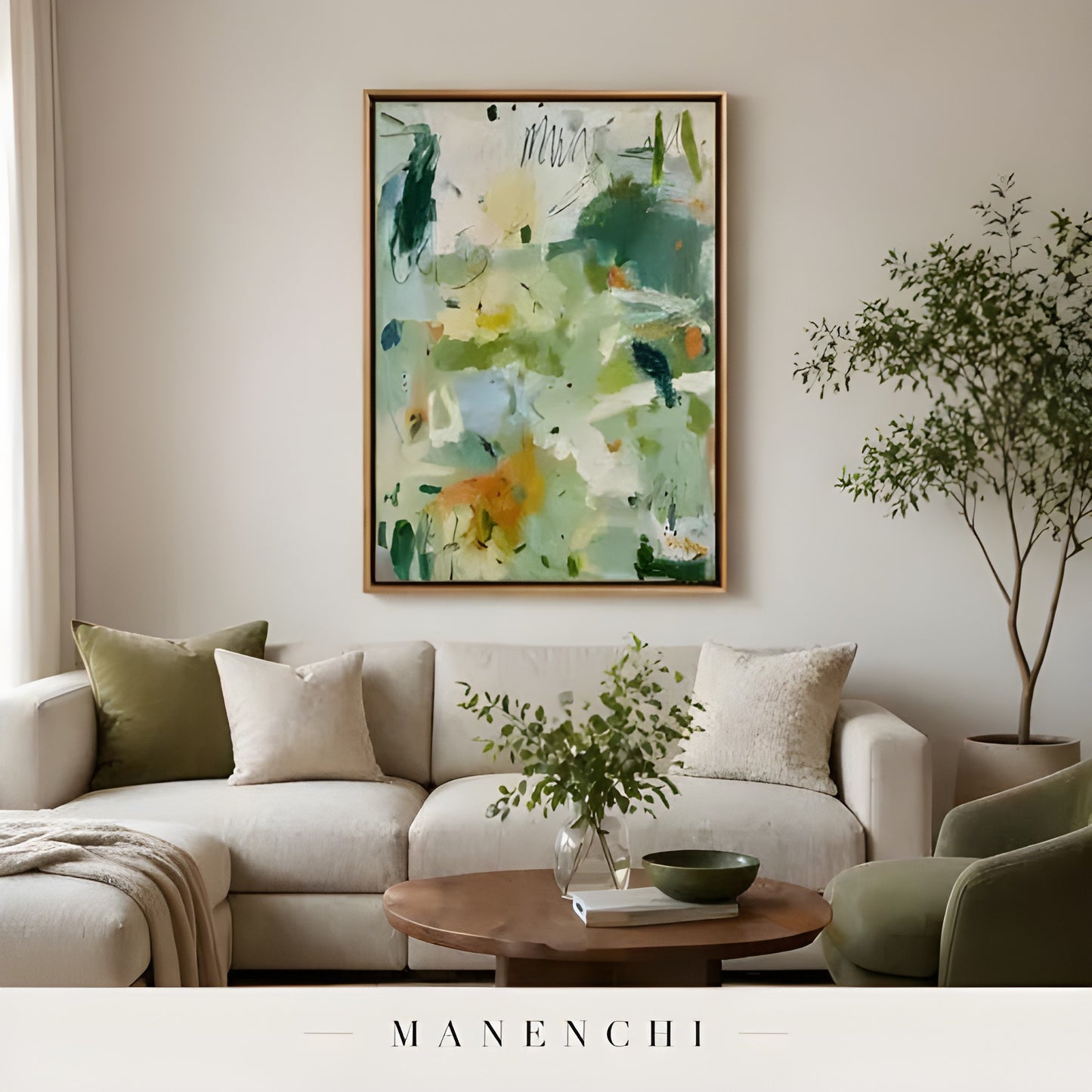 Verdant Serenity - original hand-painted abstract painting by Manenchi