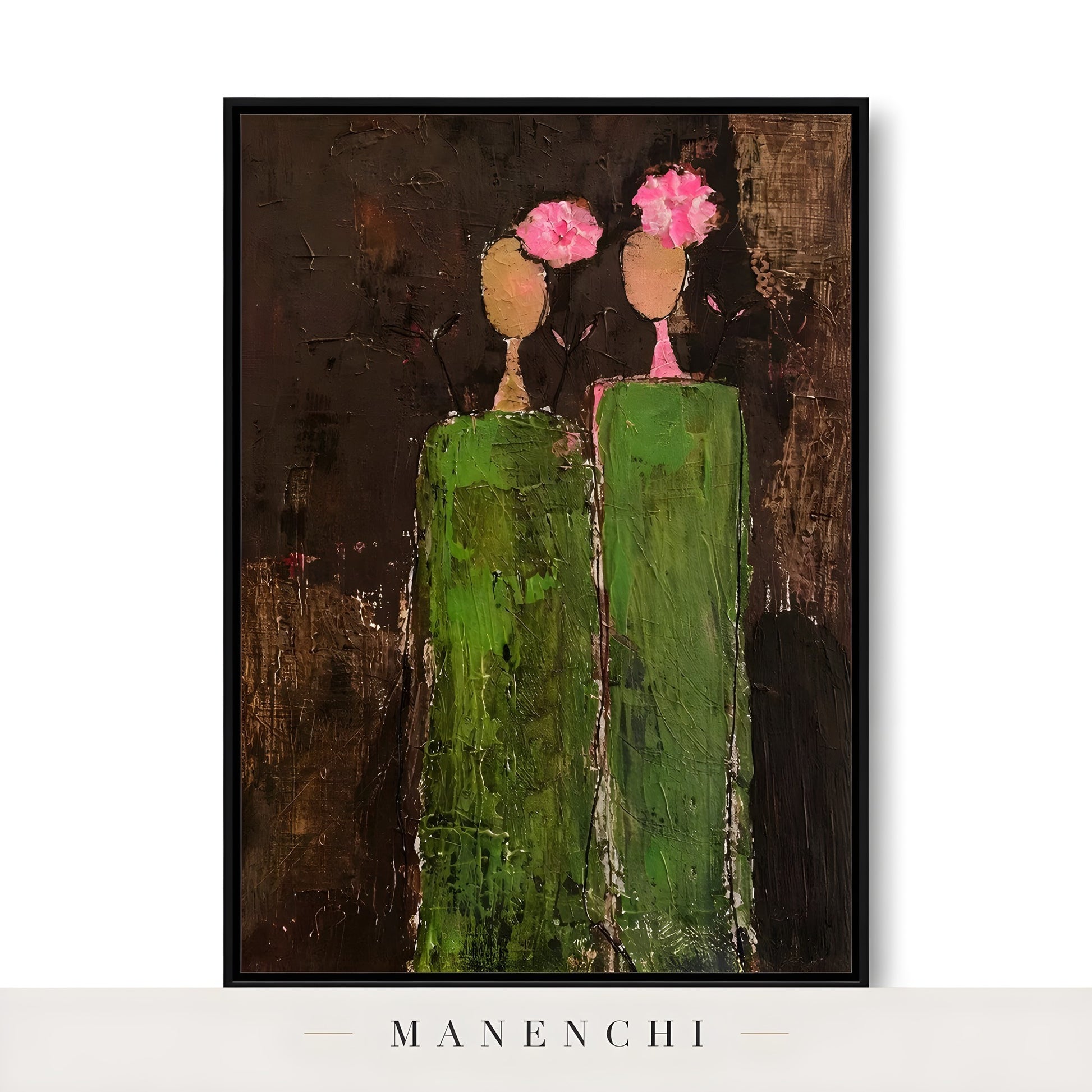 Verdant Silhouette Gala abstract painting displayed in isolated product shot