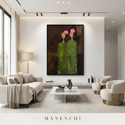Verdant Silhouette Gala - original hand-painted abstract painting by Manenchi