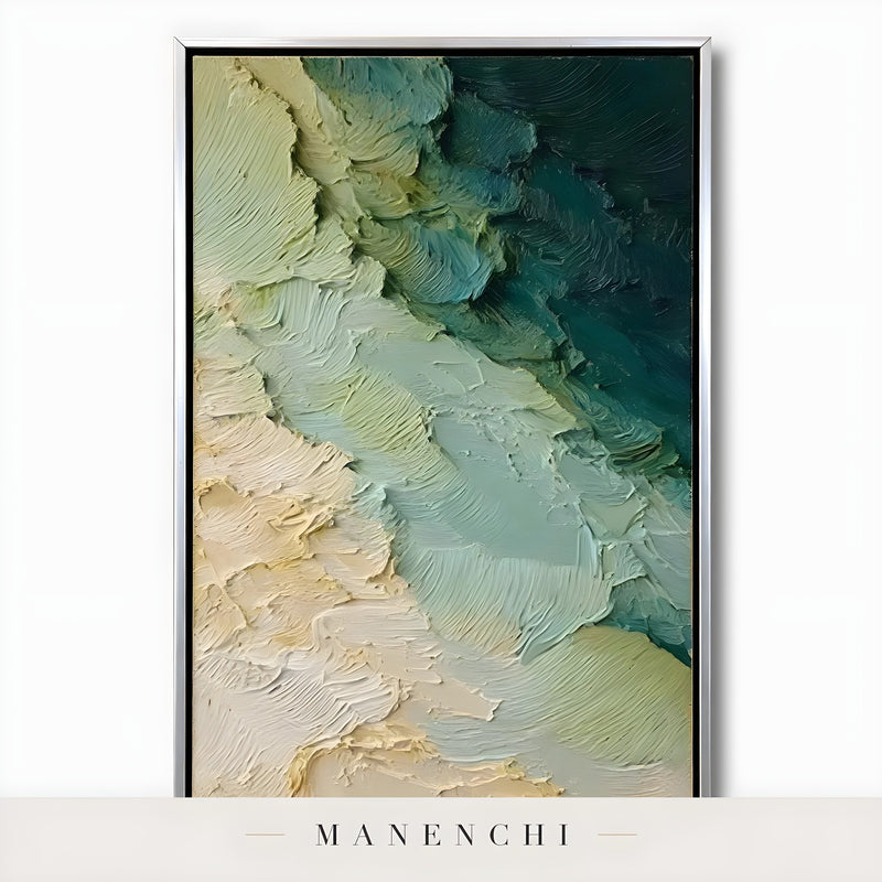 Verdant Tidal Impasto - original hand-painted abstract painting by Manenchi