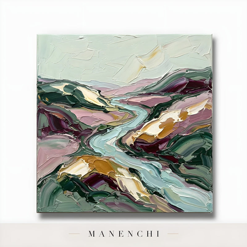 Verdant Valley Stream abstract painting displayed in original painting isolated