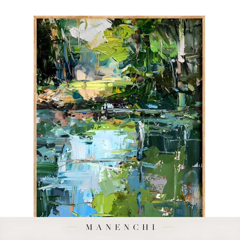 Verdant Wetland Impression - original hand-painted abstract painting by Manenchi