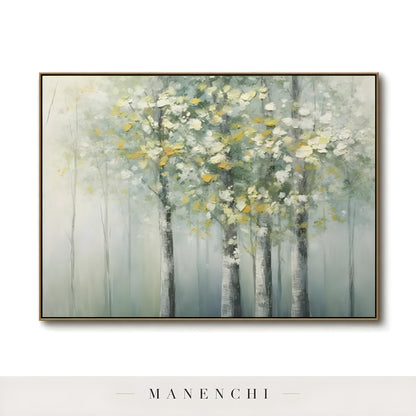 Verdant Willow Whisper abstract painting displayed in painting art print