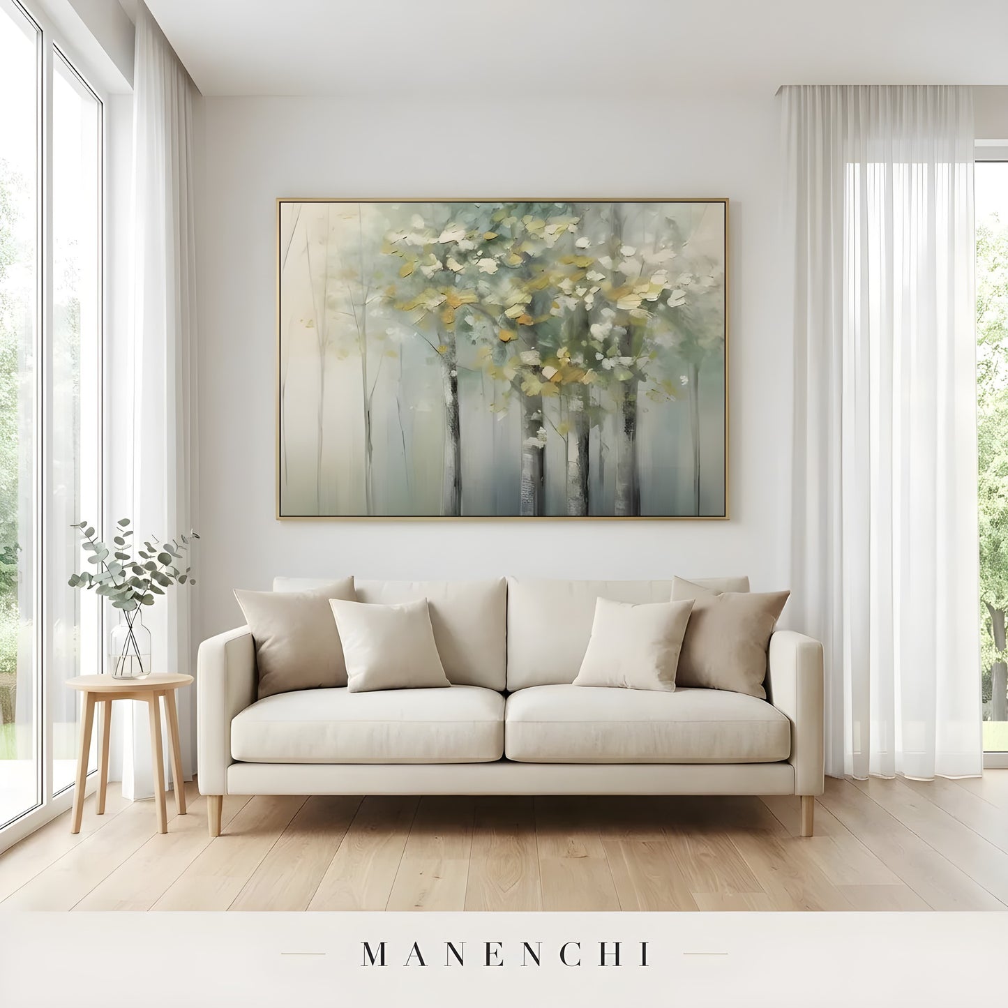 Verdant Willow Whisper - original hand-painted abstract painting by Manenchi