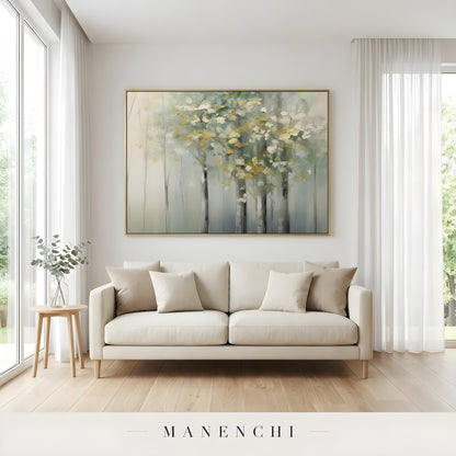 Verdant Willow Whisper - original hand-painted abstract painting by Manenchi