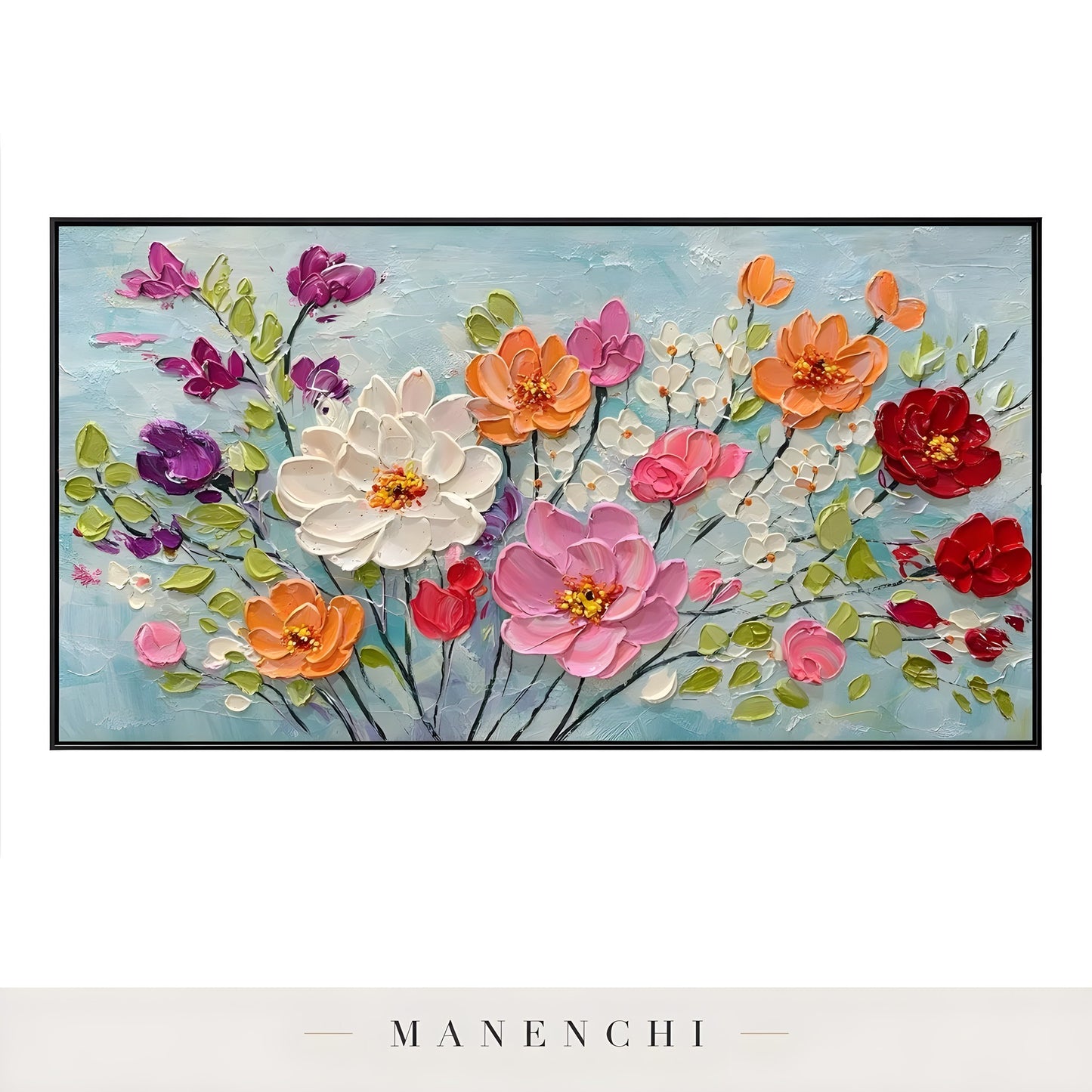 Vibrant Botanical Rhapsody - original hand-painted abstract painting by Manenchi