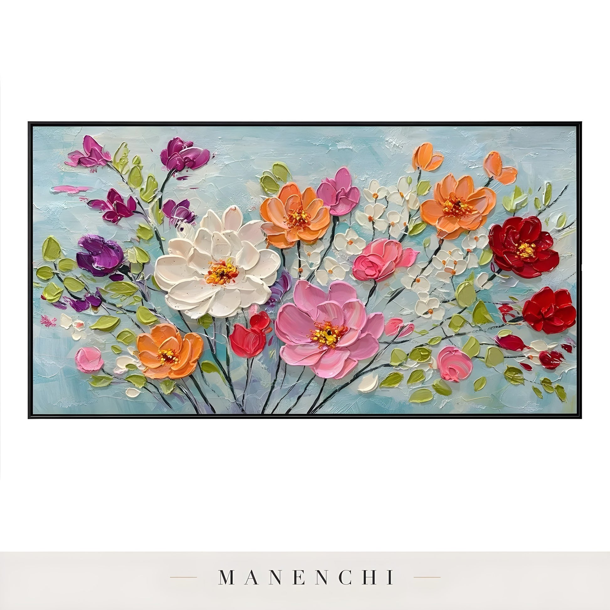 Vibrant Botanical Rhapsody - original hand-painted abstract painting by Manenchi