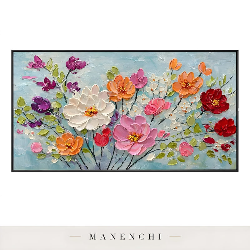 Vibrant Botanical Rhapsody - original hand-painted abstract painting by Manenchi