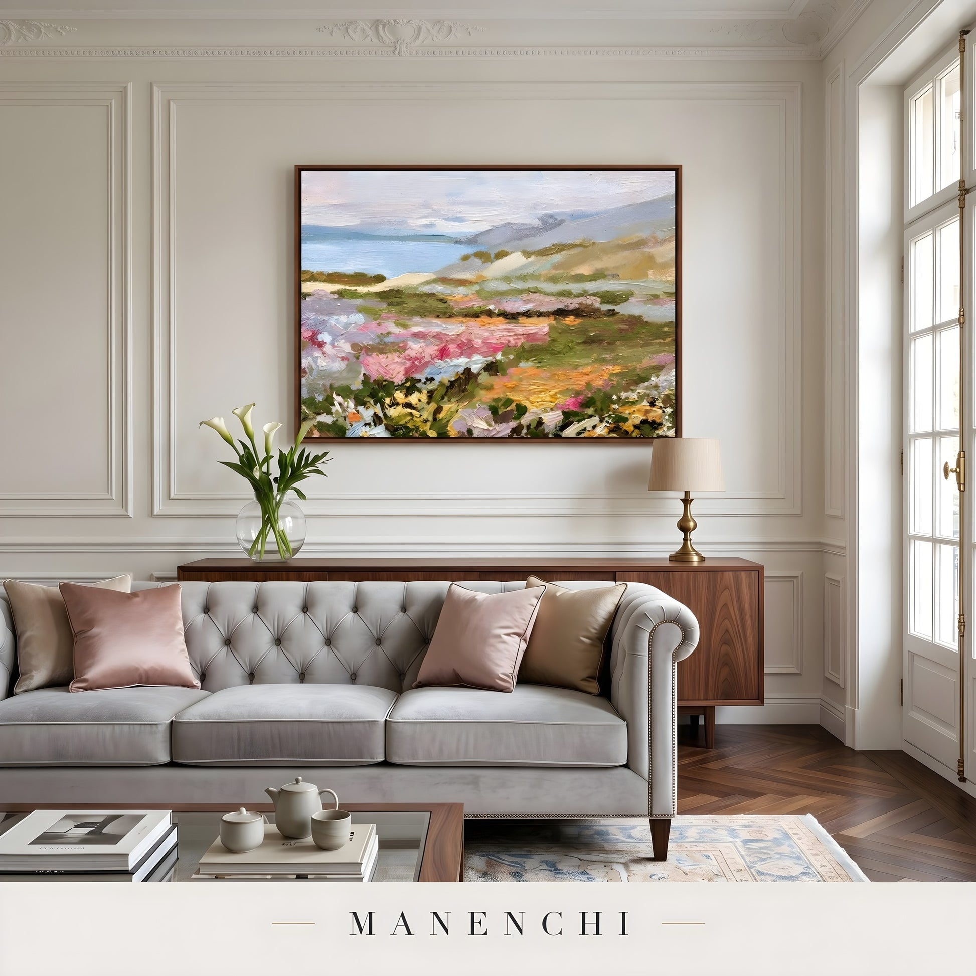 Vibrant Meadow Drift - original hand-painted abstract painting by Manenchi
