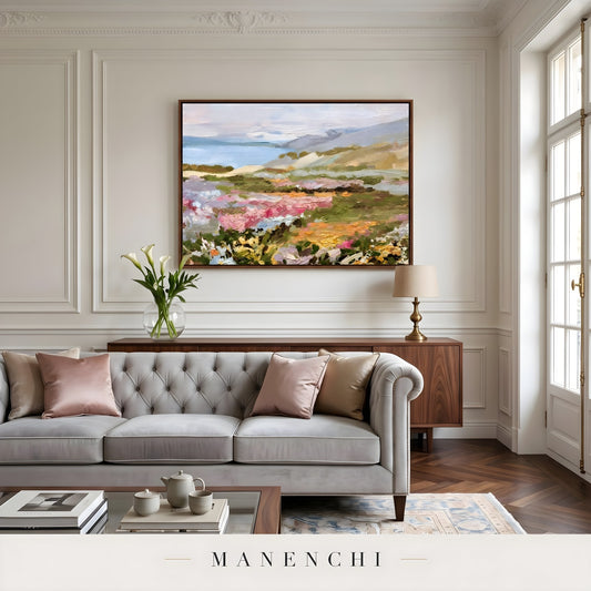 Vibrant Meadow Drift - original hand-painted abstract painting by Manenchi
