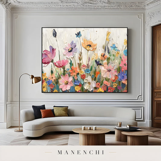 Vibrant Meadow Flora - original hand-painted abstract painting by Manenchi