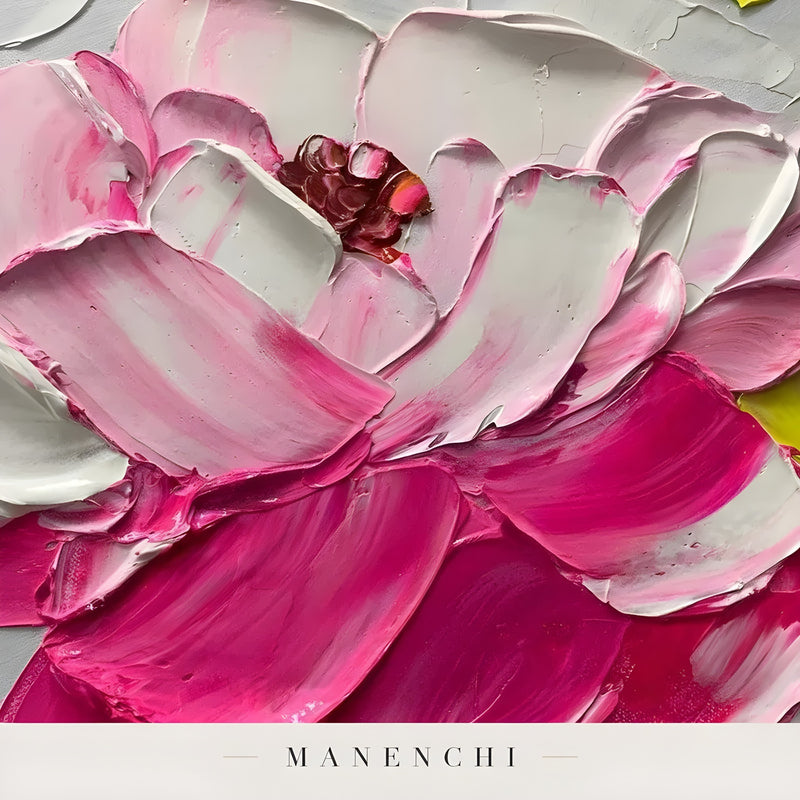 Close-up detail of the textured brushwork in Vibrant Orchard Bloom