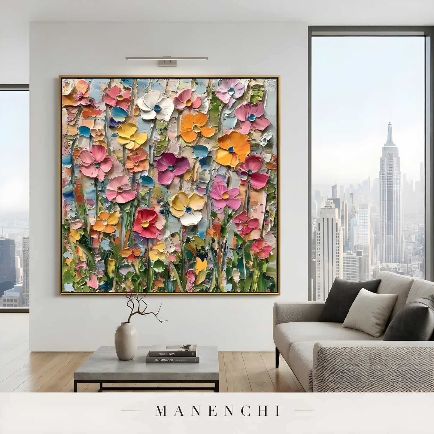 Vivid Impressionist Garden - original hand-painted abstract painting by Manenchi