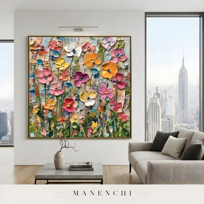 Vivid Impressionist Garden - original hand-painted abstract painting by Manenchi